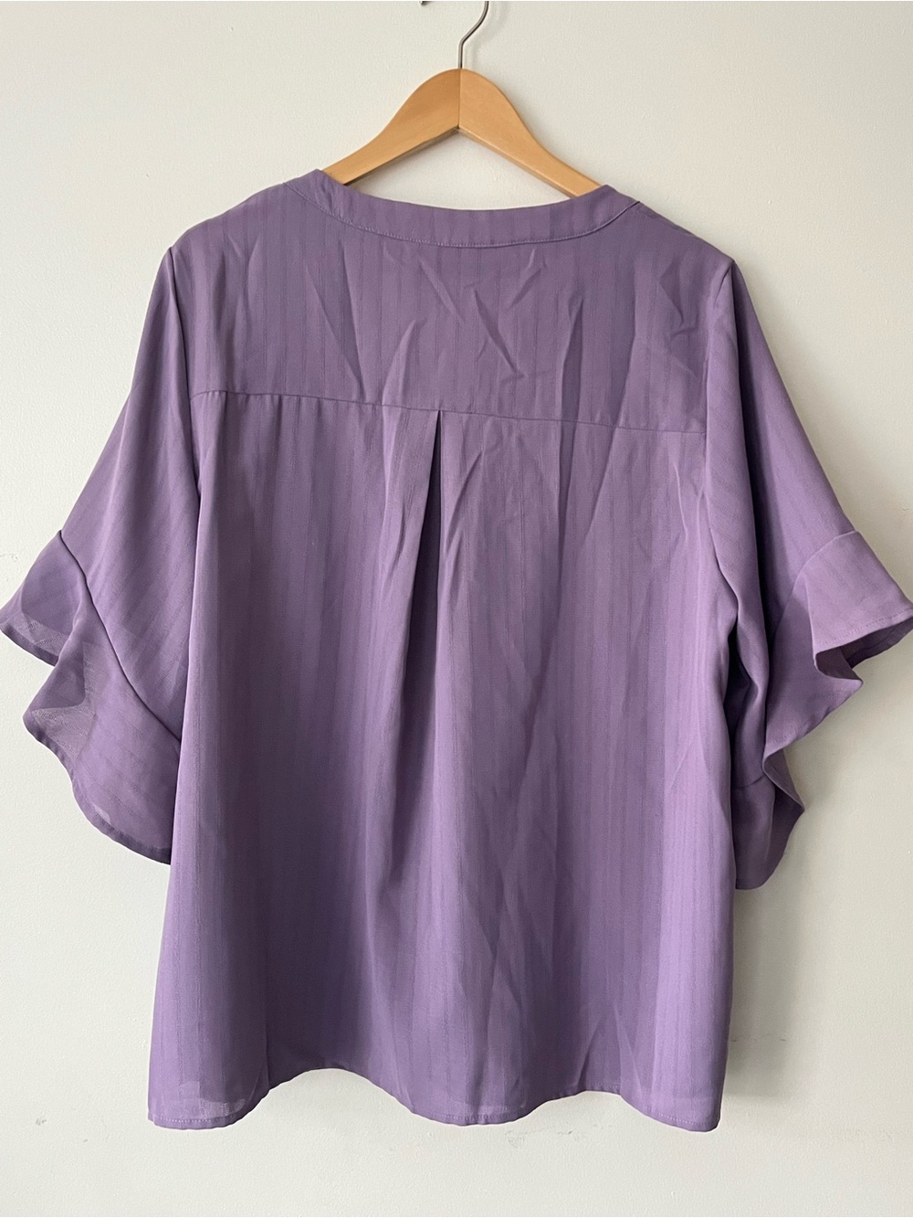 BloomChic Lavender Ruffle Sleeve Pintuck Blouse - Picture 7 of 7